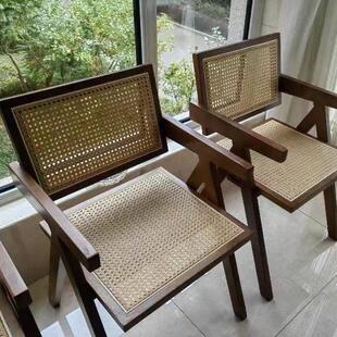 藤椅阳台户椅迪外实古木复昌加尔藤编椅k椅家5415用小靠背餐带扶