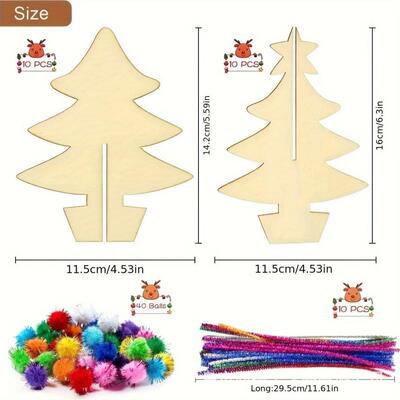 70pcs, Wooden Drawing Board Handmade Christmas Crafts Set DI