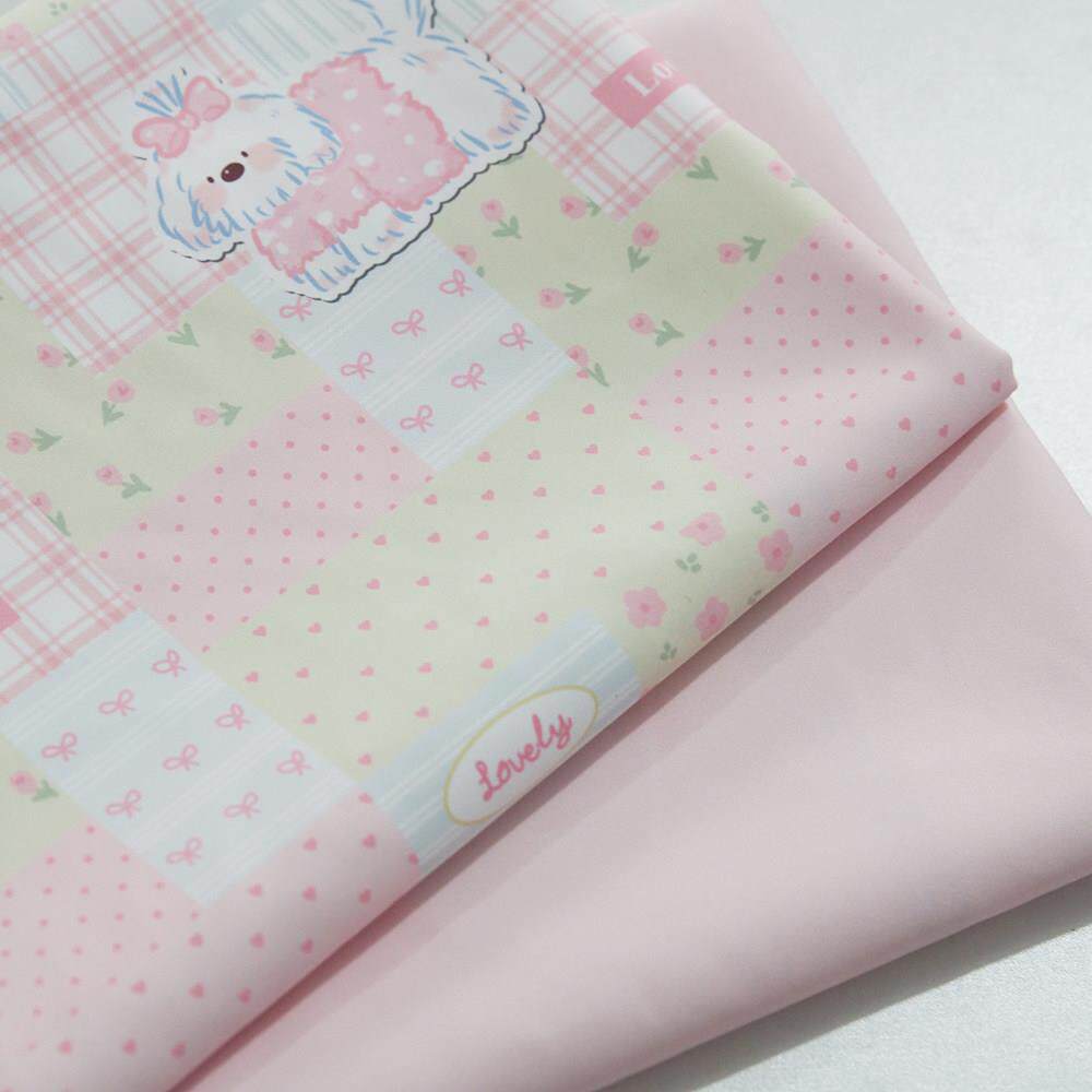 菜家布铺 拼布狗狗印花破卡布料防水外套羽绒服马甲防风服面料