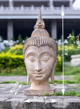 高档中式复古东大佛头摆 泰国南件亚庭院办公室玄关玻石璃钢仿头