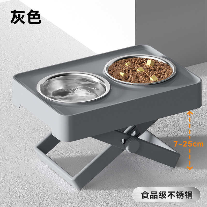 狗碗不锈钢新款碗金毛双高脚狗大型犬高架大碗节食可调盆狗狗