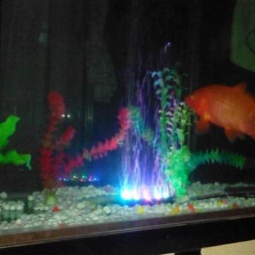 新款直销鱼缸造景装饰 七彩色水族LED潜水灯鱼缸灯气盘灯圆形气泡