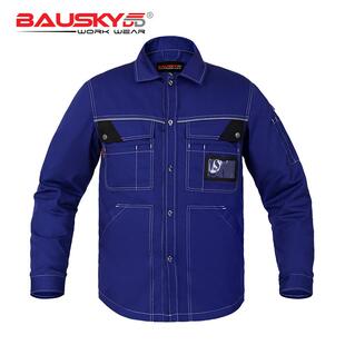高档鲍斯基涤棉纶透气耐磨夏季劳工作服男士强力多制口袋动保护服