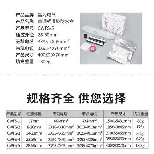 水下接线盒灌胶式户外路灯潜水泵电缆中间对接头密封型绝缘保护盒
