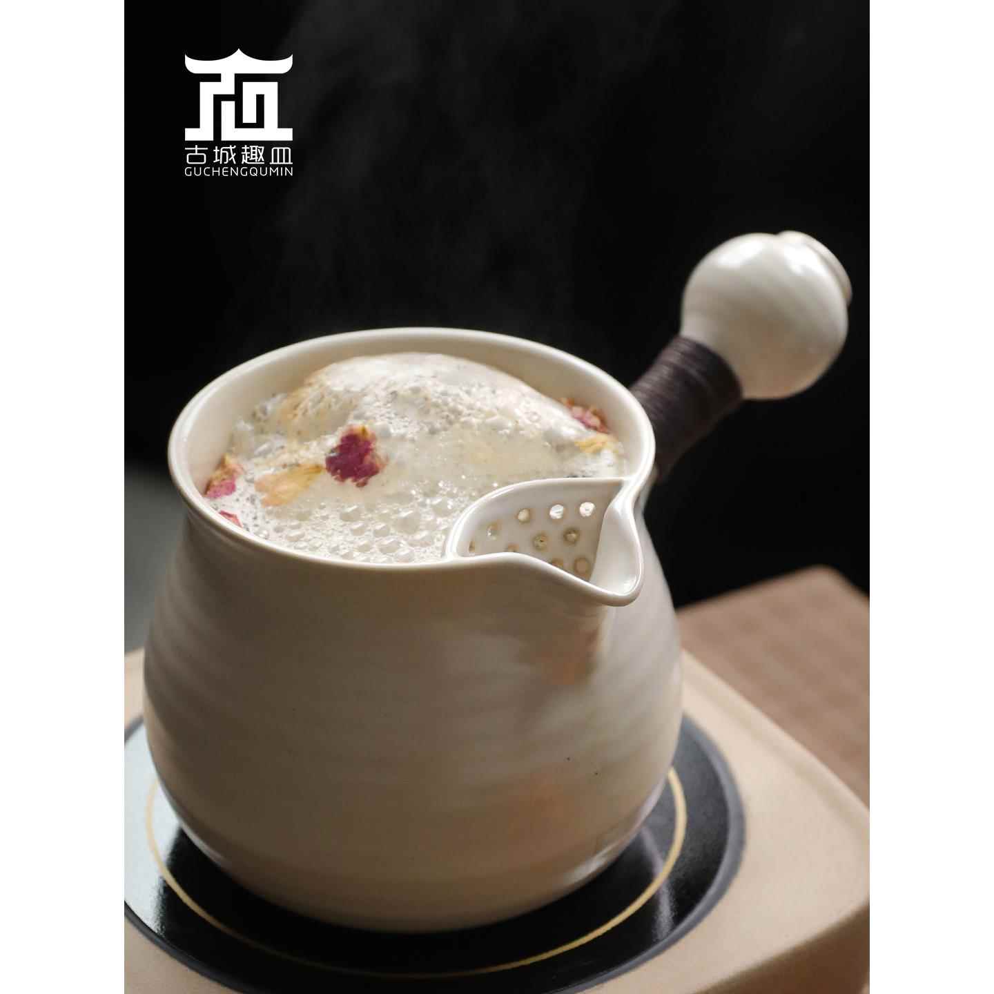 大容量1升干烧烤茶围炉煮奶茶家用侧把罐陶茶壶电陶炉明火烤茶罐