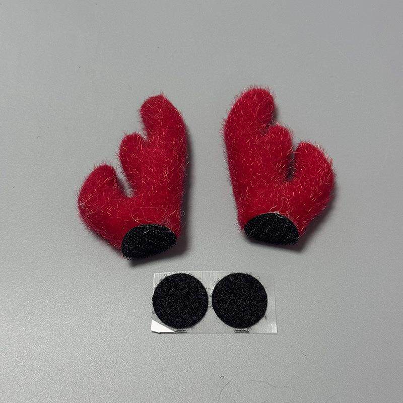 电动摩托车头盔装饰鹿角圣诞帽圣诞老人犄角鹿角配饰红色鹿角贴纸