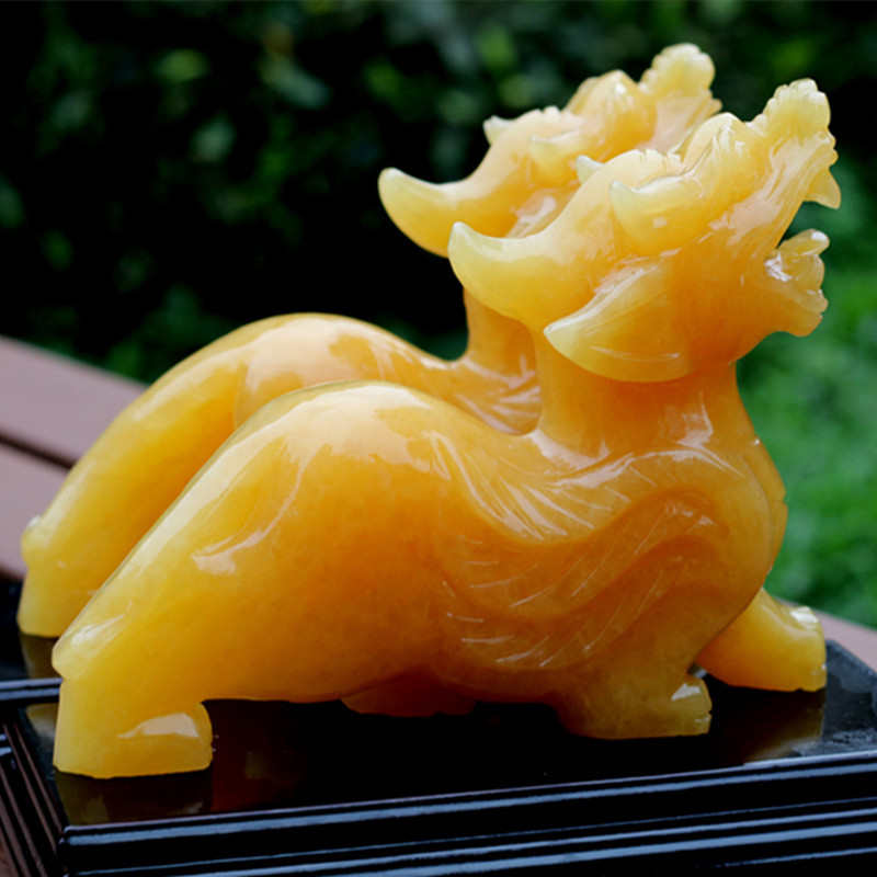 玉石黄玉貔貅玉坠阵摆件 玉石玉坠礼品
