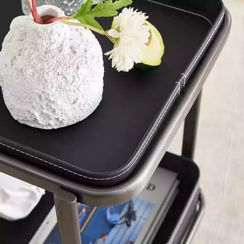 轻奢马鞍小推车皮沙发沙发角几移动置物架客厅带轮床头柜家用茶几