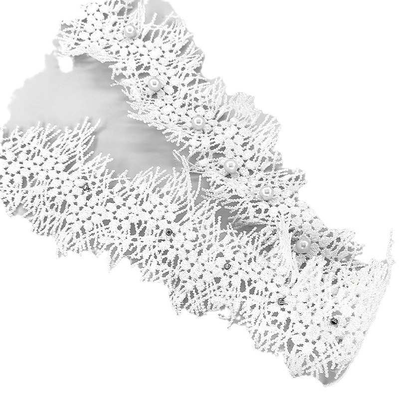 窗帘立边抱枕沙发装饰织带绣花料拼接水溶花朵白色蕾丝钉珠花边