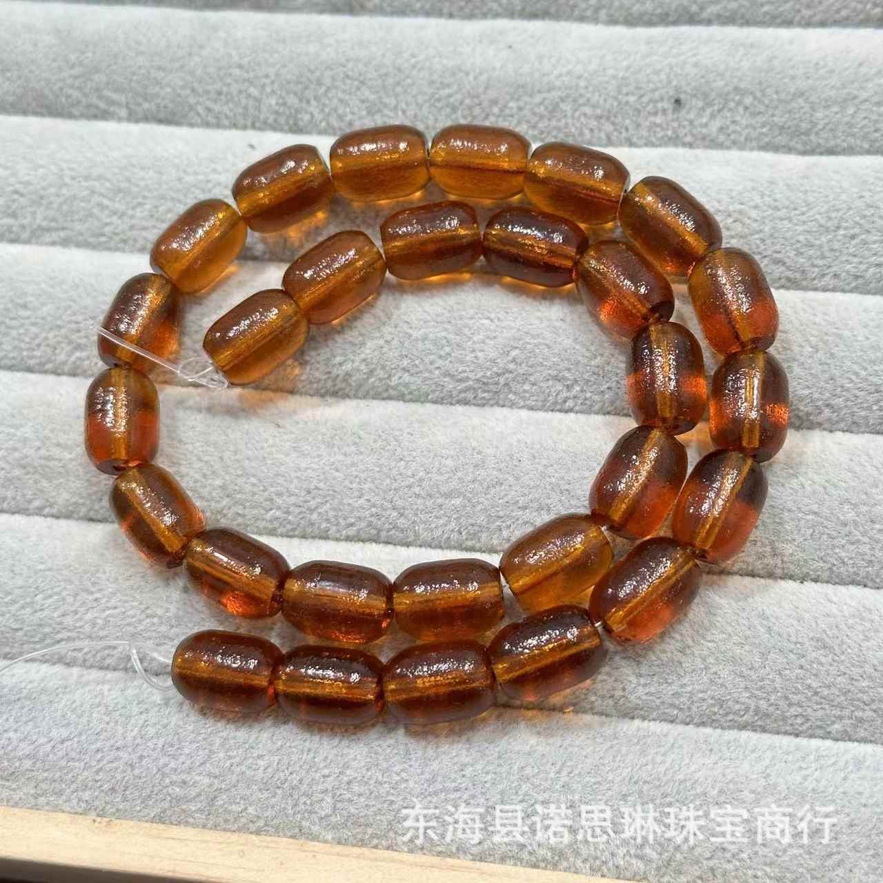 2025捷克琉璃桶珠长链老琉璃磨砂DIY彩色陨石水晶散珠半成品配件Y