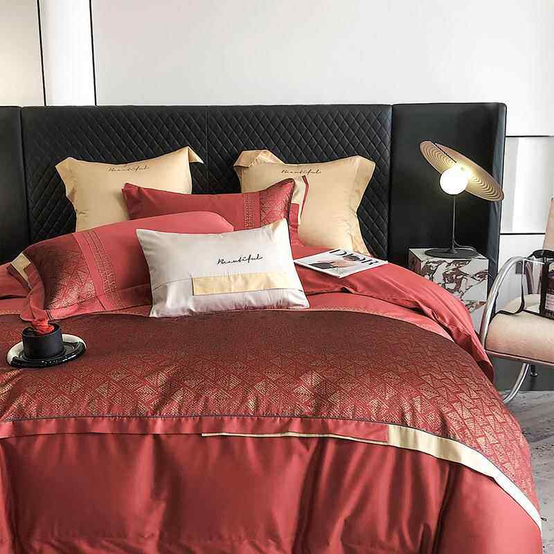 意大利设计师款轻奢结婚超柔长绒棉100S四件套床上被套全棉提花