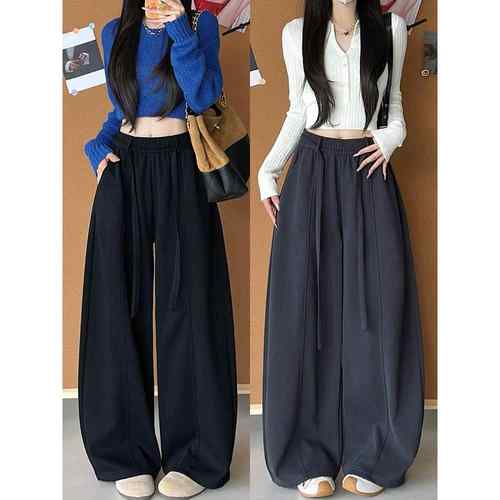 2025秋冬季黑色复古裤通勤风高腰