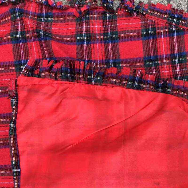 New Christmas decorations Plaid Christmas tee skirt lace tee