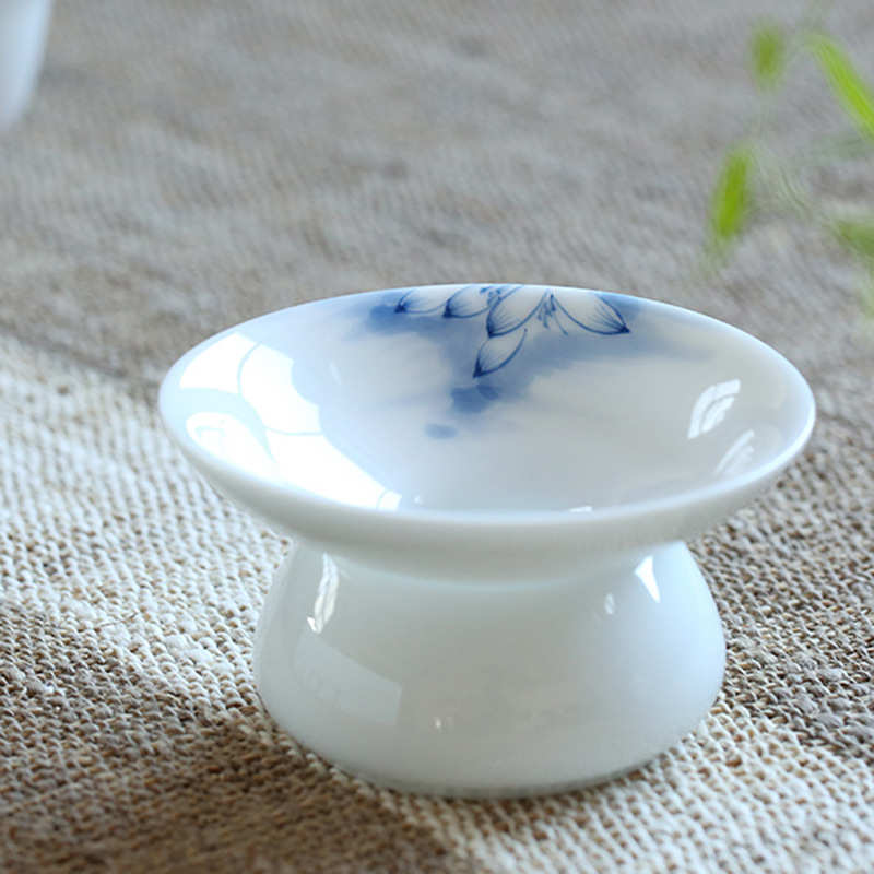 玉泥手绘白瓷茶漏陶瓷茶滤简约中式功夫茶具茶道茶叶过滤器批发