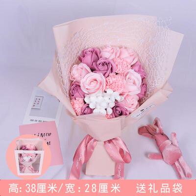 高档老亲节礼母物送师香皂花礼盒康乃馨惊喜婆妈妈婆实用彷真玫瑰