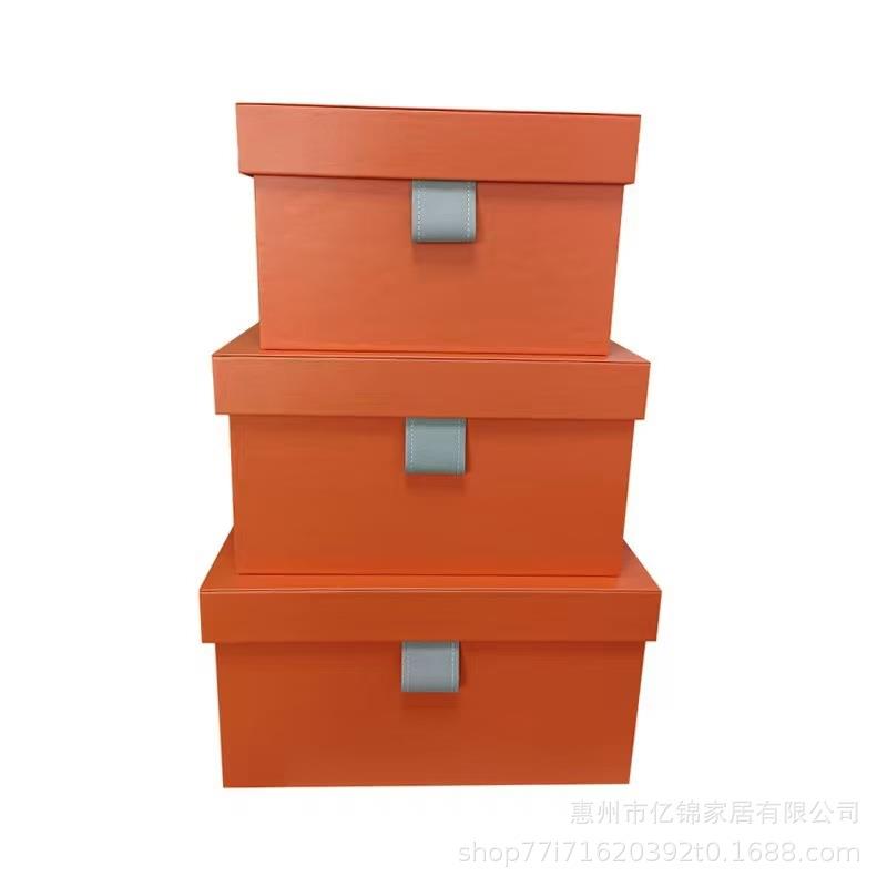 小皮扣盒皮革收纳衣帽间衣柜整箱YJ0020储家居物盒带理盖轻奢厂家