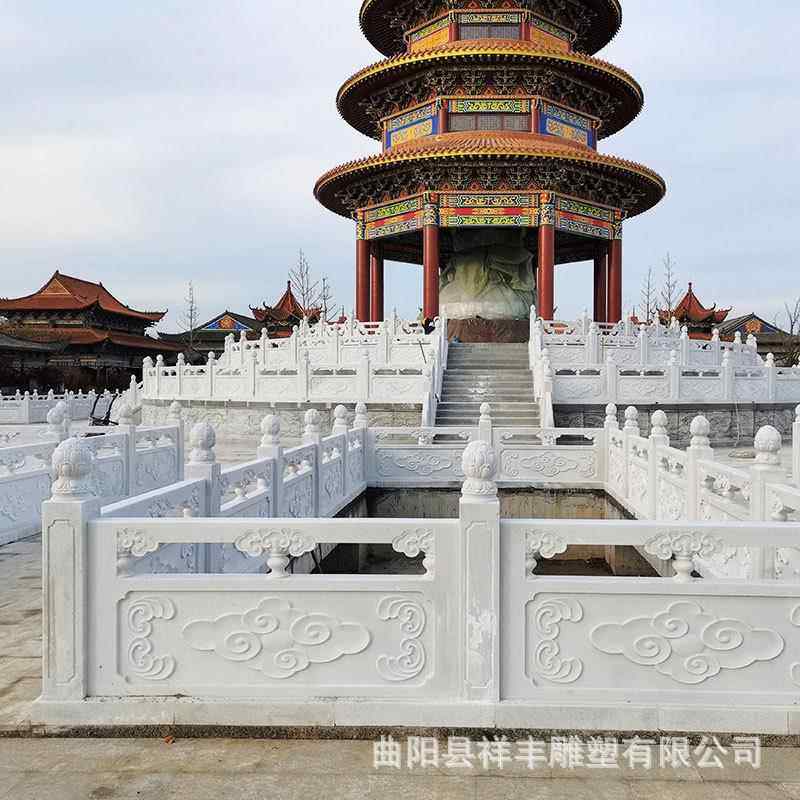 护栏石栏杆汉白玉石雕栏板镂空大理石庭院别墅河道雕花厂家供应