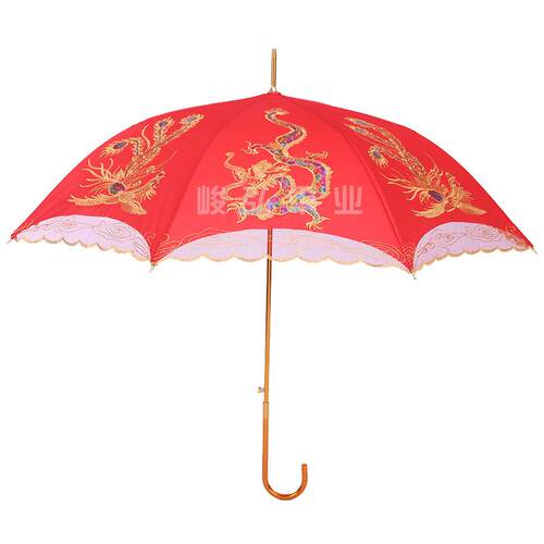 新款蕾丝新娘花伞防晒雨伞BVI遮阳婚晴庆长柄伞绣结红伞婚厂家