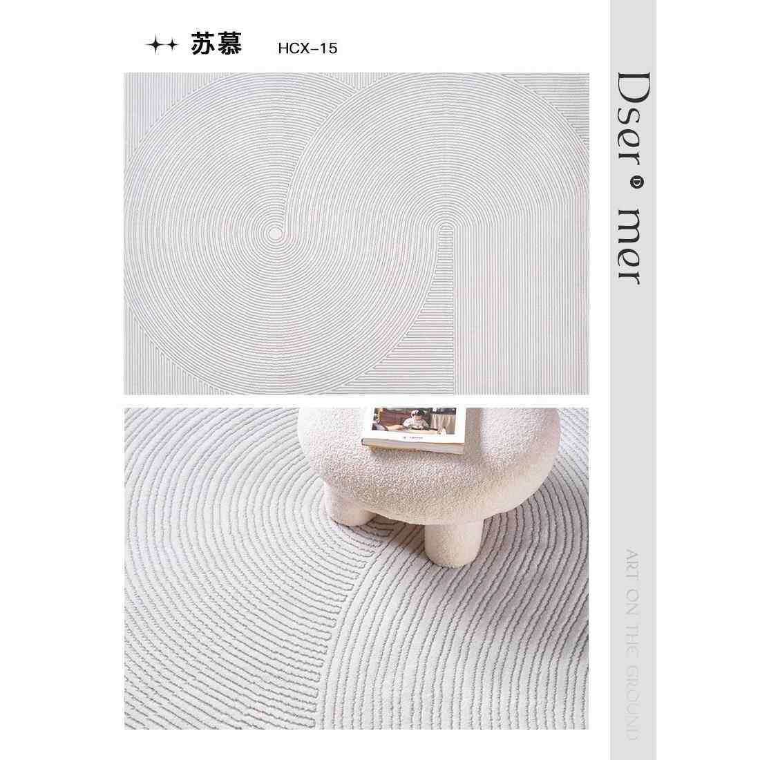 高档-Dishemi斯堪的纳维亚abiSabi风格客厅地毯浅灰W色简单e几何