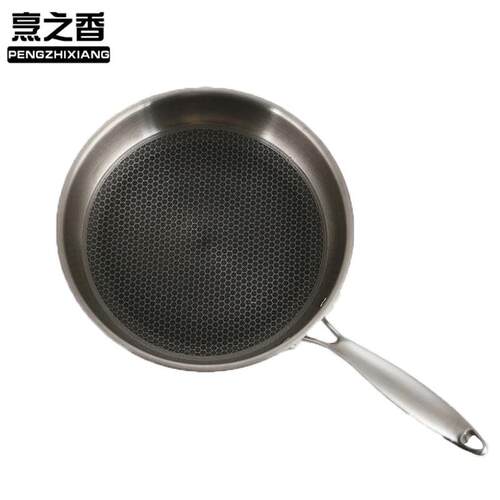 28CM蜂窝平底煎锅 炒菜锅家用平底锅定 制 不锈钢锅炒锅