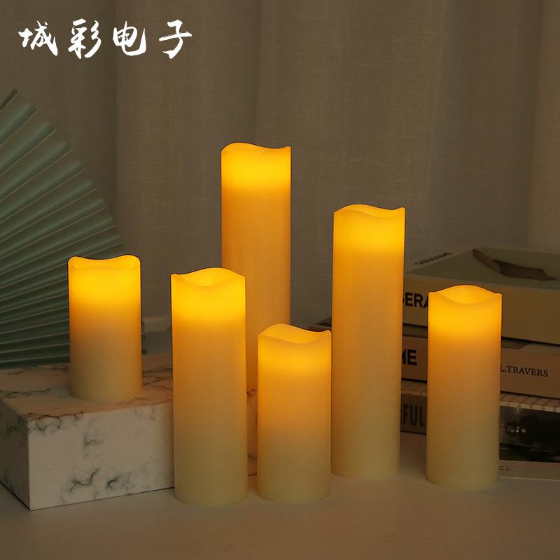 波浪口LED蜡烛圆柱电子蜡烛灯真蜡圣诞节日装饰布置用品波浪创意
