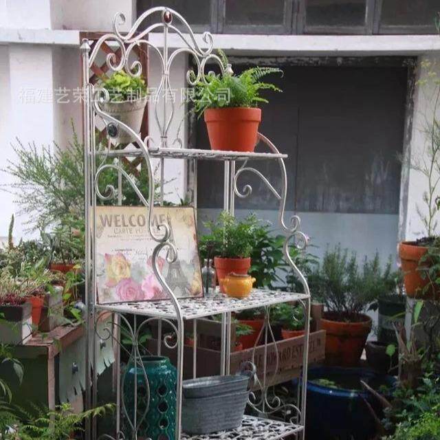 阳台铁艺多层花架庭院欧式收纳置物架子镂空简约落地式阶梯爬架子