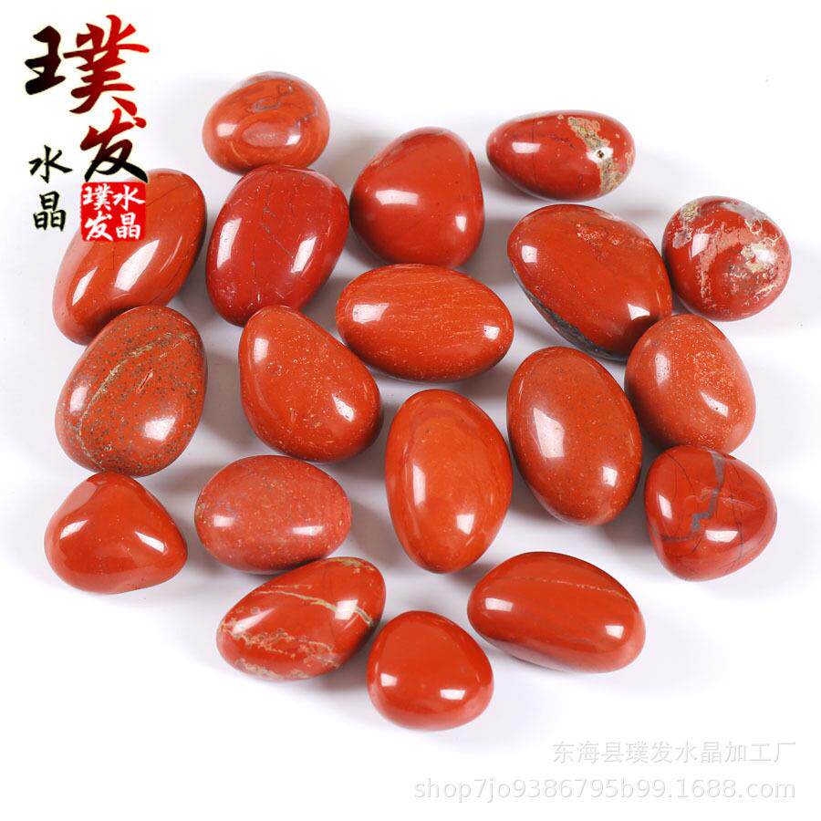 红碧玉滚石 南非鸡血红碧玉大颗粒 鱼缸石景观装饰