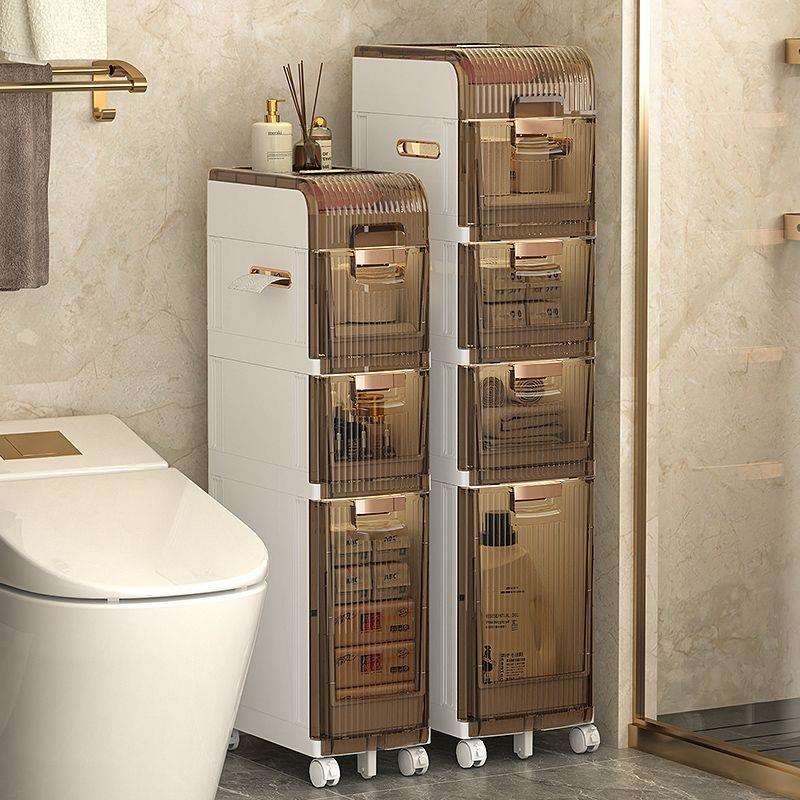 夹缝收纳柜卫生间洗手间置物架多功能落地厨房储物柜抽屉式可移动