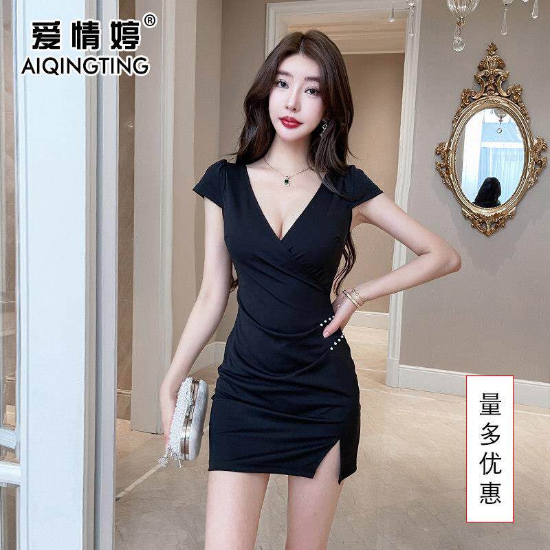 夜场性感连衣裙新款深v修身显瘦夜总会上班衣服柔式技师工作服夏