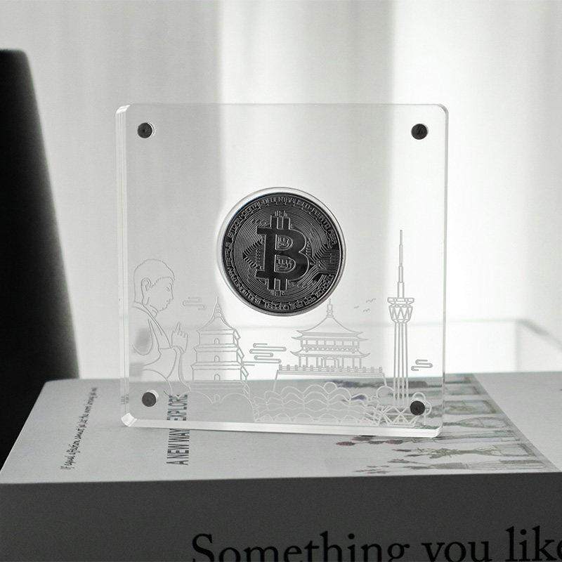 亚克力发光古钱币展示架图案定制金硬币纪念章小夜灯摆件收藏奖章
