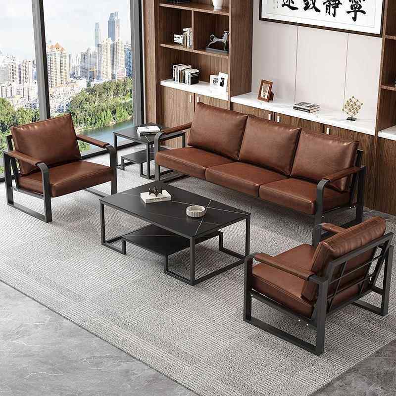 小户型单三人位办公室沙发沙发茶几组合休息区会客工业风简约接待