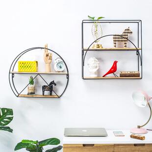 实木墙上置物架铁艺壁挂墙面墙壁置物架客厅卧室一字隔板架层板架