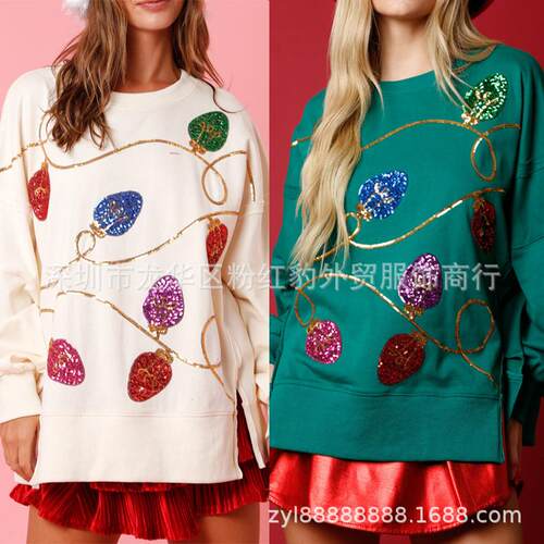 Women's festival sequin pullover long sleeved