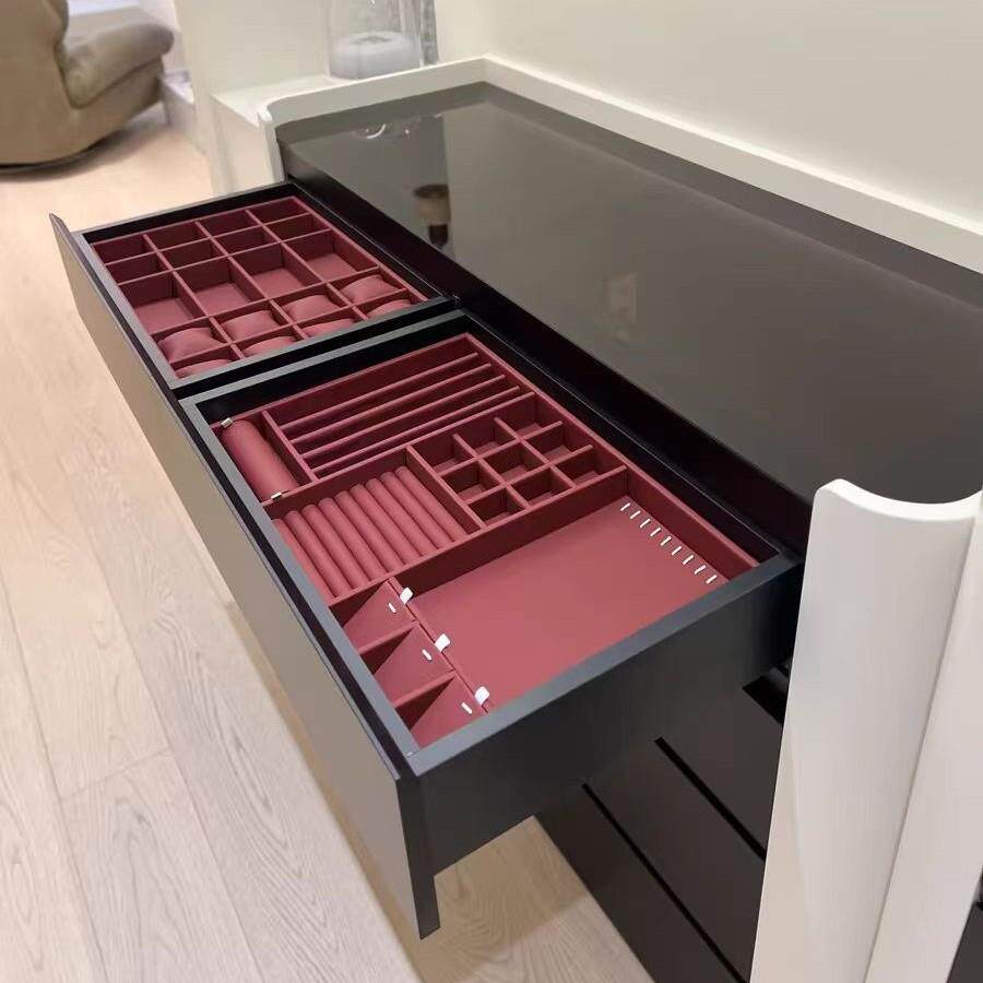 定制绒布抽屉首饰收纳盒化妆台化妆品项炼戒指展示盒内隔断托 托