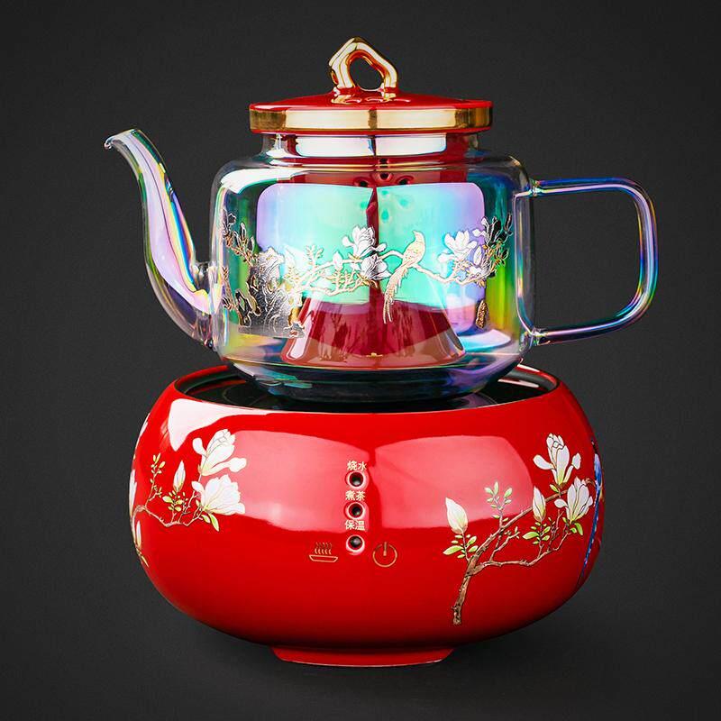 喜上眉梢陶瓷煮茶器电陶炉套装智能触摸式家用玻璃蒸茶壶养生茶具