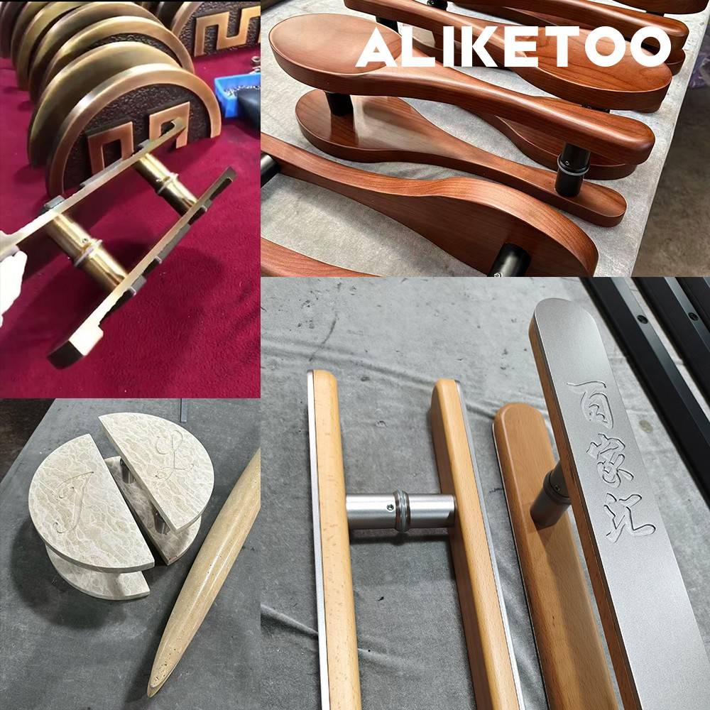 定制中式现代黑白色玻璃门拉手酒店大门把手定做LOGO刻字木门扶手