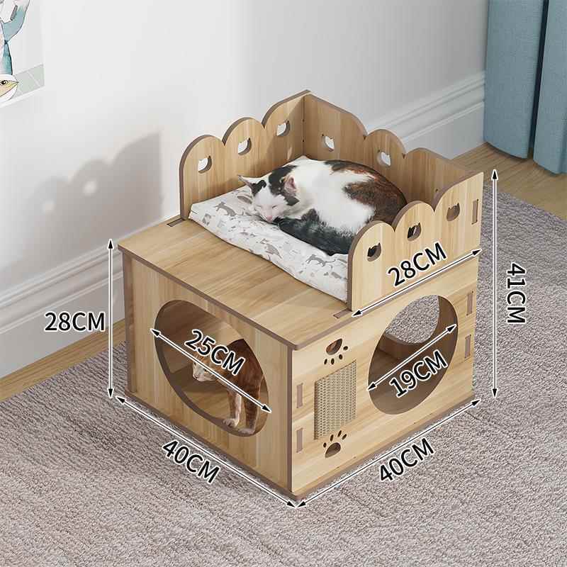 高档猫窝四通筒用可坐猫隧道架猫抓板猫玩具不掉屑龙猫猫抓季猫爬