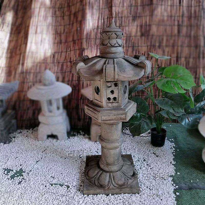户外花园草坪景观石灯笼石灯中式落地仿古日式太阳能石头灯