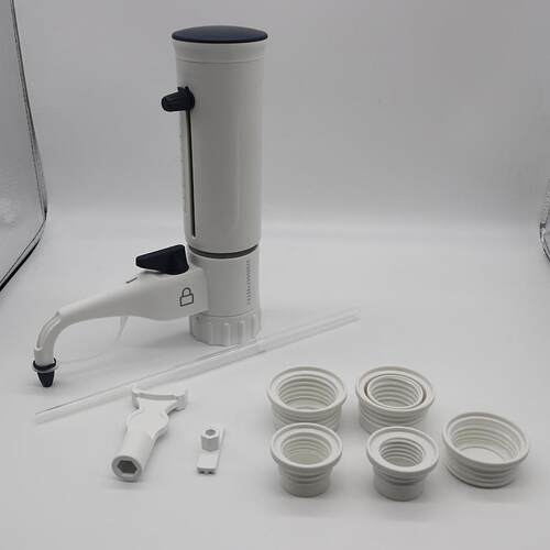 实验室瓶口分液器 0.5-50ml可调定量 带棕色瓶子带刻度分液器一套