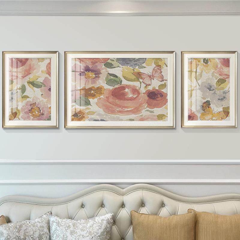 简约美式客厅沙发背景装饰画绽放现代卧室床头画复古玄关挂画
