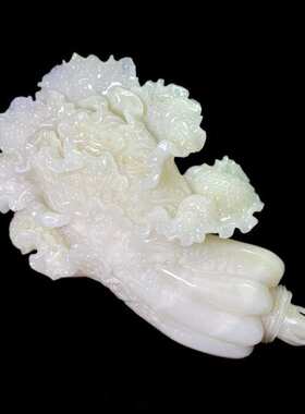 玉白菜摆件乔迁开业装饰阿富汗天然玉石工艺品玉雕大白菜摆件