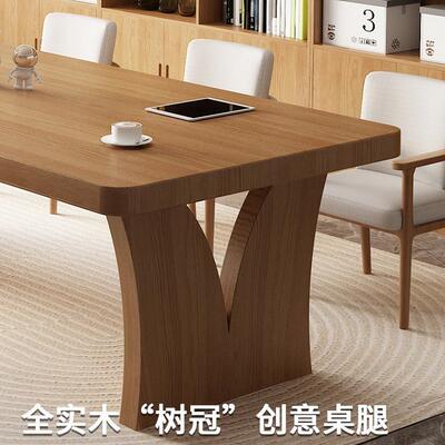 严选客厅实木创wyy20241原意家用办公桌工桌作台书学习写字桌子木