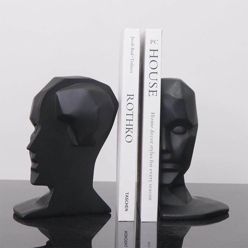 新古典欧式样板房树脂人物摆件别墅家居软装现代人头书档书靠饰品