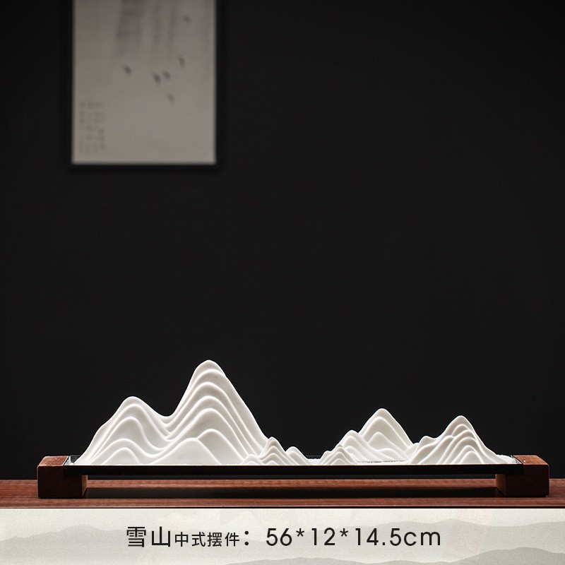 日式山水微沙盘摆件客厅室内禅意陶瓷沙造景客厅枯石头桌面景观