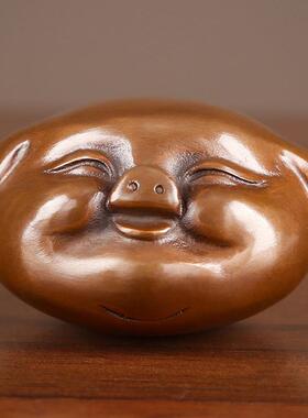 紫铜迷你家猪意居可福猪摆件创紫铜7#迷生肖猪铜爱装饰小把玩件