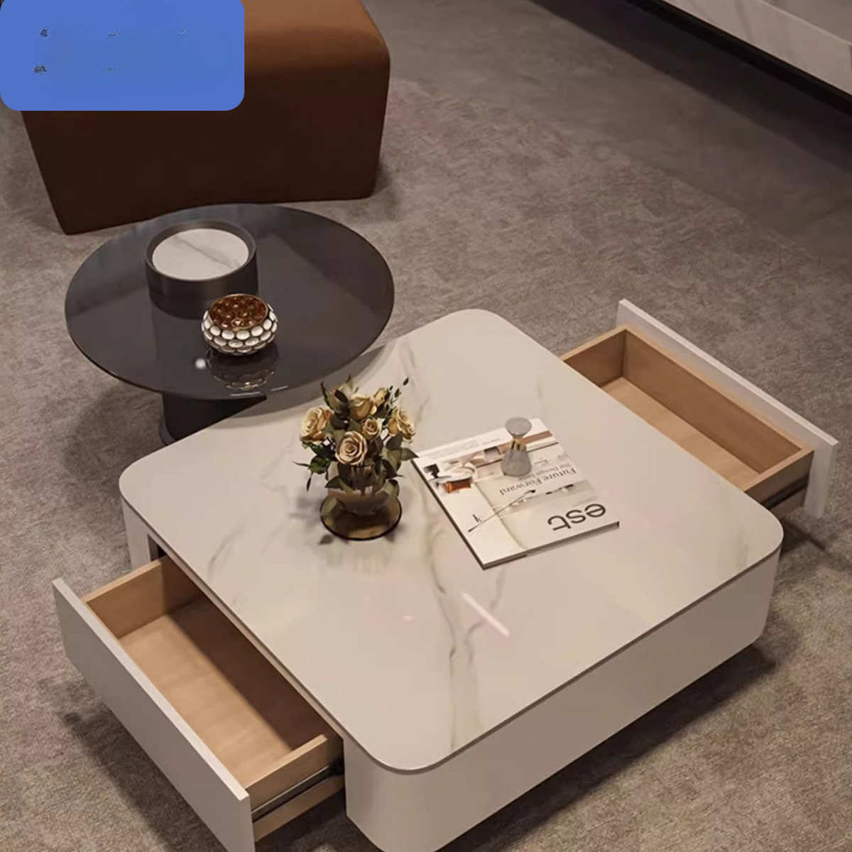 北欧新款岩板组合茶几客厅家用轻奢现代简约小户型高级感方形桌子