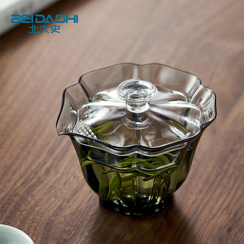 北大史百财玻璃盖碗泡茶耐热高档手工功夫茶具单个手抓壶