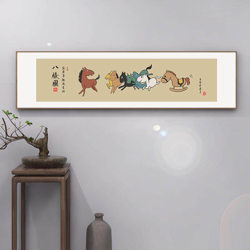 网红画马床装到成功画八骏图新款客厅沙发背饰景墙卧室画头挂壁画