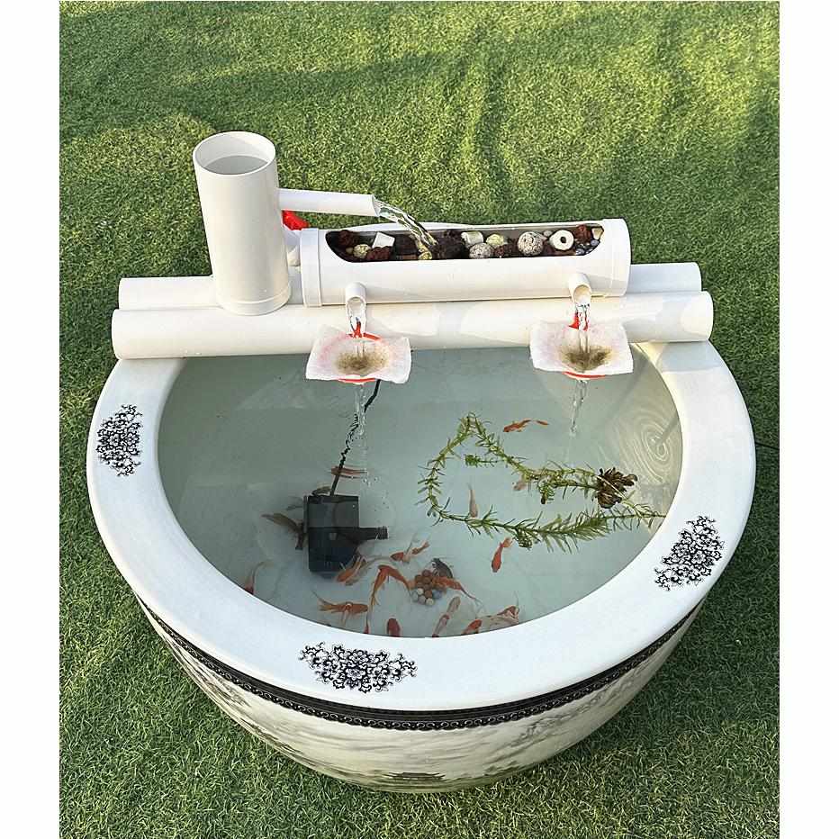 鱼缸过滤器小型三合一净水循环系统瀑布家用圆形瓷缸养鱼池免换