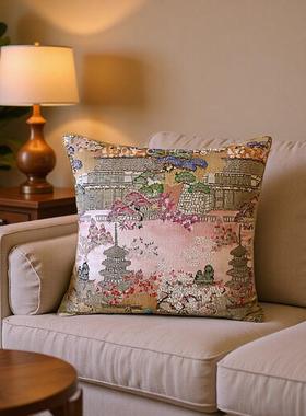 ycz06190中国风丝提花锦织缎粉色系和风复新古抱枕中式靠金垫